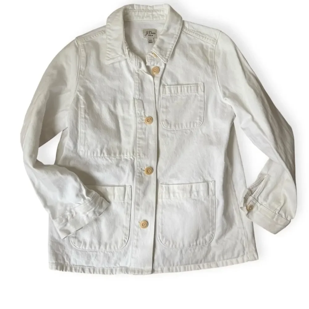 J‎ Crew White Garment-dyed chore jacket XS white